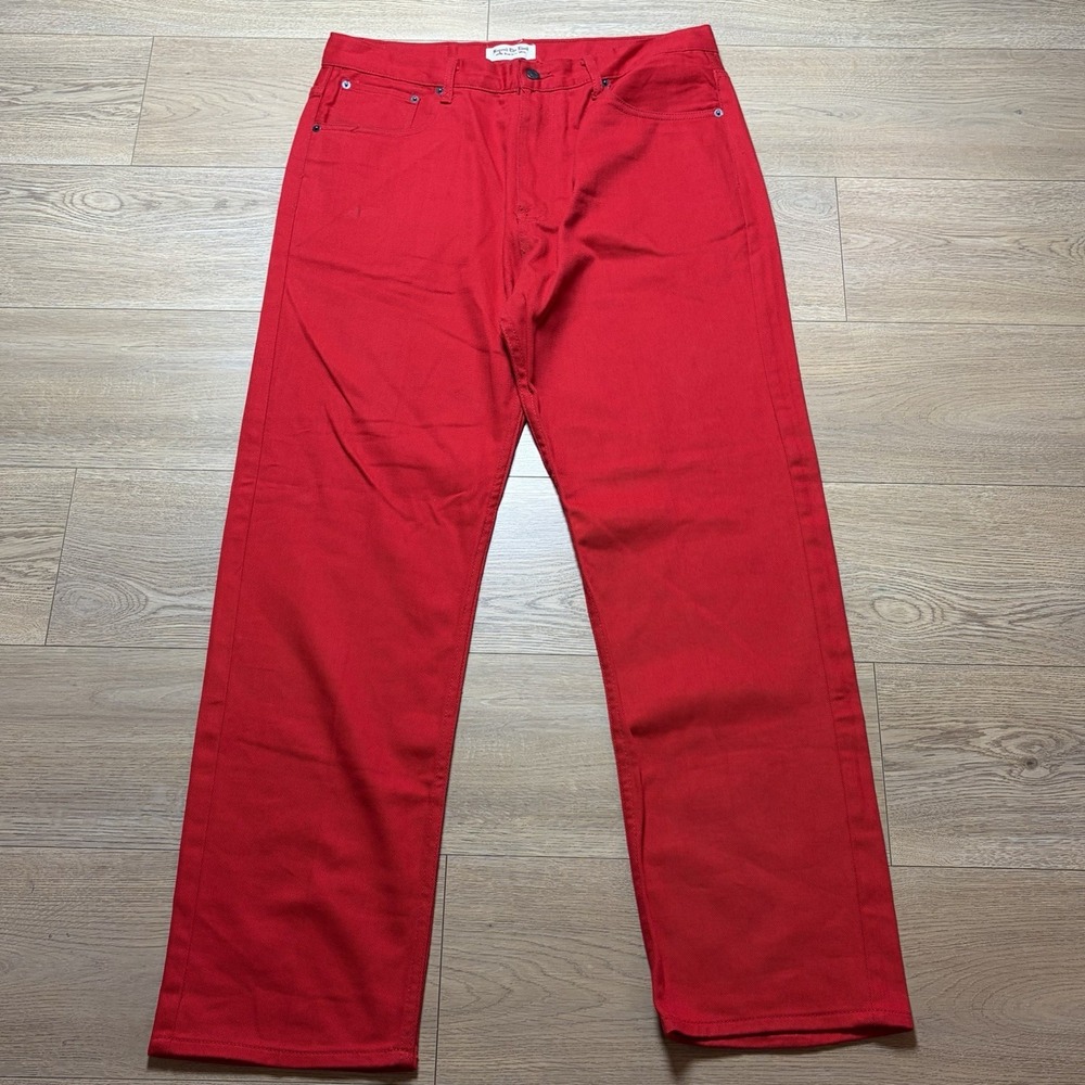 Beyond the Limit Straight Jeans Men's Size 34x32 Red 100% Cotton Retro City